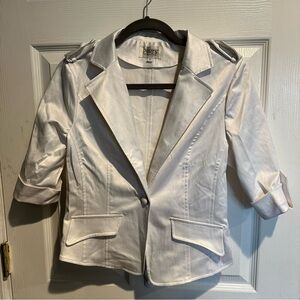 Vintage Ports International Women's White Cropped Blazer Jacket